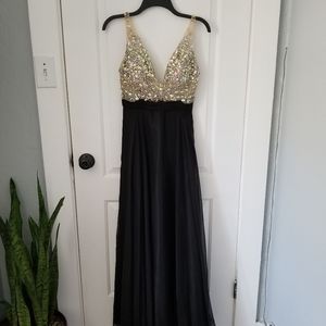 Crystal beaded black gown